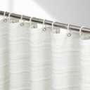 Extra Long Farmhouse White Shower Curtain Boho, 72 x 78 Cotton Blend Tufted Weave Waffle Stripe Textured Heavy Duty, Fabric Shower Curtain for Bathroom, Hotel