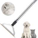 47 Adjustable Long Handle Carpet Rake Pet Hair Remover, Reusable Large Metal Lint Remover Brush for Embedded Fur Removal from Low Pile Rugs Stairs, Carpet Brush Scraper Dog Cat Hair Remover Broom