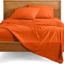 Bare Home Split Head Flex King Sheet Set - 1800 Ultra-Soft Microfiber Bed Sheets - Double Brushed - Deep Pockets - Easy Fit - 4 Piece Set - Bedding Sheets & Pillowcases (Orange)