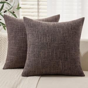 MIULEE Burlap Linen Throw Pillow Covers 20x20 Inch Set of 2 Dark Coffee Decorative Pillows Modern Farmhouse Pillowcases Soft Accent Cushion Covers for Outdoor Couch Sofa Bedroom Livingroom Home Decor