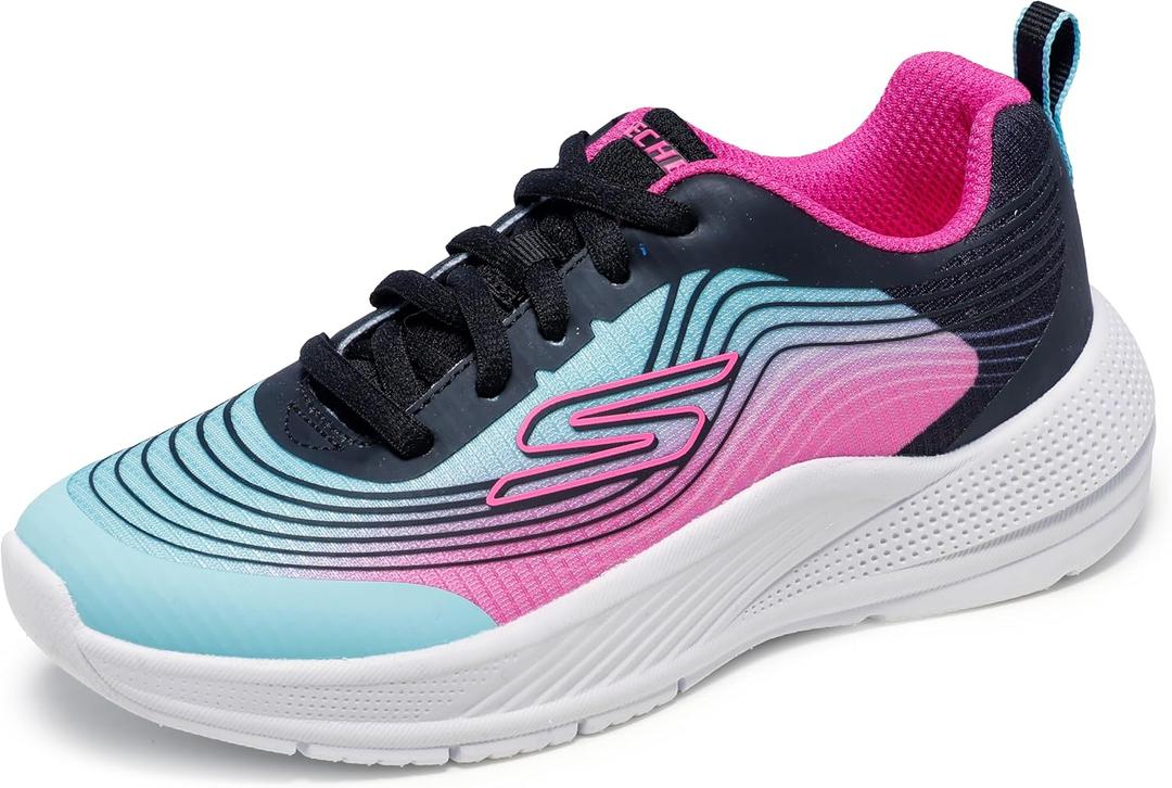 Skechers Kids Microspec Advance Sneaker, Aqua/ Purple, 11 Little Kid
