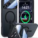 [Upgraded Full Camera Protection] for iPhone 17 Pro Case with Camera Cover Stand [Fit for MagSafe][10FT Mil-Grade Protection] Translucent Magnetic iPhone 17 Pro Phone Case, Black