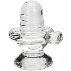Shivling Crystal Shivling Crystal Lingam for Pooja Decorative Showpiece - Small (Crystal, White)