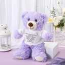 Lenwen a Bear Hug Gift Get Well Soon Sympathy for Women Plush Stuffed Animal Hug Thinking of You Condolences Memorial Loved Present(Purple,Bear)