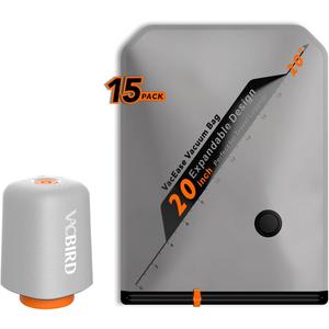 Rechargeable Wireless Pump Travel Storage Bags Set - 15 Pack Small Size Vacuum Bags for Travel & Home, Space-Saving Compression Packing for Clothes, Suitcase Luggage