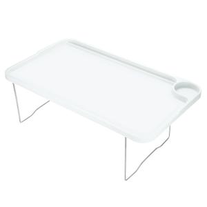 Breakfast Tray Table with Folding Legs Serving Platter Laptop Desk, White