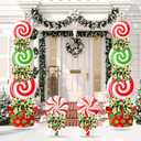 Meonum 4 Pcs Peppermint Candy Christmas Decorations Outdoor Large Christmas Yard Stakes Lime Green and Red Xmas Candy Garden Lawn Signs with Stakes and Bow for Home Pathway Walkway Party Decor (Red)