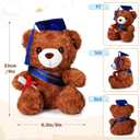 Jexine 12 Pcs Class of 2026 Graduation Bears 4 Plush Stuffed Bears with Graduation Caps Diploma Congratulations Sash 4 Congrats Cards 4 Compass Necklace for School Party Decor(Blue Cap)