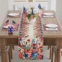 2 x XCHI Watercolor Flowers America Stars Fireworks Memorial Day Table Runner 4th of July Patriotic Independence Day Table Decoration for Party Home Kitchen Dining Holiday Decor 13x48 Inch