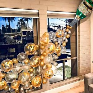 Champagne Bottle Balloons Balloon Garland Arch Kit, Happy New Year Years Decorations 2026, Gold Clear White Balloons for Birthday Bachelorette Bride To Be Bridal Shower Party Decorations