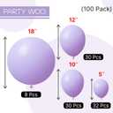 PartyWoo Lavender Balloons 100pcs Different Sizes Pack of 18 12 10 5 Inch Light Pastel Purple Lilac Balloon Arch Kit for Baby Shower Bachelorette Fairy Birthday Princess Party Decorations Purple-Q10