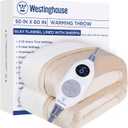 Westinghouse Heated Throw Blanket, Electric Blanket Throw with 6 Heating Levels and 2-10 Hours Time Settings, Flannel to Sherpa Super Cozy Heated Blanket Machine Washable, 50x60 inch, Beige