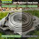 SPECILITE 304 Stainless Steel Garden Hose 100ft, No Kink with Swivel Handle, Lightweight Metal Water Hose with Brass Adjustable Nozzle for Yard Watering, Car Washing, Lawn Care