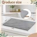 1 Pcs 32" x 18" Extra Large Stone Dish Drying Mat for Kitchen Counter Marble Diatomaceous Earth Mat with Wooden Feet Absorbent Quick Dry for Pot Dishes Bottles Cups Bottles Tableware, Gray