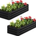 2PCS 4x2x1FT Galvanized Raised Garden Bed,Planter Raised Beds-Metal Garden Box,Large Plant for Outdoor Planting, Vegetables BedFlower,herb-Black
