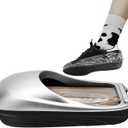 Automatic Shoe Cover Dispenser Machine with Overshoe Film  Silver, Non-Electric, Stainless Steel Serrated Blade, 500 Uses, Fits Up to US Size 11  Ideal for Home, Office, Lab, Hotel, Exhibition