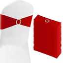 BOUBONI Red Chair Sashes 50 Pack Spandex Stretch Chair Band Sashes with Buckles for Folding Chairs Wedding Party Reception Baby Shower Events Banquet Decorations