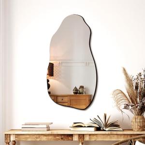TRAHOME 32'' x 18'' Irregular Asymmetrical Wall Mirror for Living Room Bathroom Entryway, Modern Decorative Mirror Hanging
