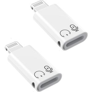 2Pack Lightning Male to USB C Female Charging Adapter,[MFi Certified] Type C Charging Support Data Transmission Call Audio Connector Dongle for iPhone 14/13/12/11/8/7/XS/Plus/Pro Max/6/5 iPad No Call