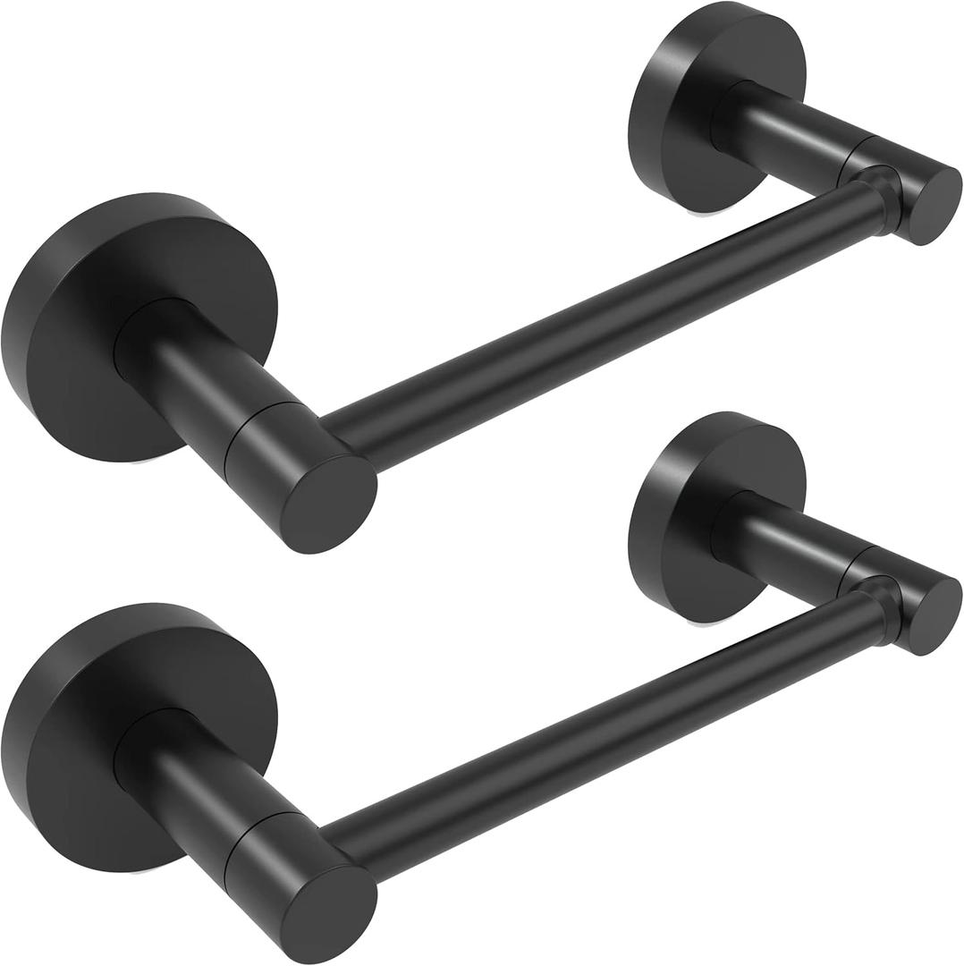 Toilet Paper Holder Bathroom Double Post Pivoting Tissue Roll Holder Stainless Steel and Zinc Alloy Wall Mount Detachable (Matte Black, 2PC)