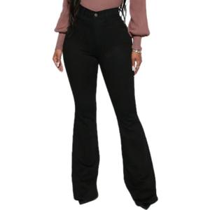 High Waisted Skinny Bell Bottom Jeans for Women Stretch Flare Slim Fit Denim Pants Black M