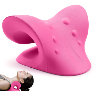 Cervical Neck Shoulder Stretcher Massage Pillow Traction Device Relieve Pain Cervical Spine Correction Pillow(Pink)