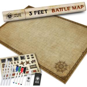 Melee Mats DND Map Starter Set - 24 x 36", Wet & Dry Erase Battle Terrain Grid for Dungeons and Dragons - Ultimate Tabletop Gaming Experience with Accessories