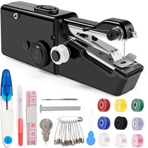 Handheld Sewing Machine for Beginners, Mini Sewing Machine for Adults Quick Stitching with Sewing Kits Suitable for Home, Travel, DIY (Black)