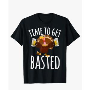 Time to Get Basted Funny Beer Thanksgiving Turkey Gift T-Shirt Size M