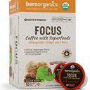 BareOrganics Focus Coffee Pods, Infused with Superfoods & Probiotics, Medium Roast, Vegan Friendly, Keto, USDA Certified Organic, Gluten Free & Non-GMO, 10 Ounce (Pack of 6), No BB Date