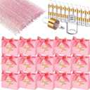 Junkin 40 Piece Mini Pink Thank You Gift Bag 20 Pcs Glass Oil Dropper Vial 2ml 20 Pcs Disposable Nail Stick Cuticle Pusher Pink Goodie Bag for Employee Appreciation Day Wedding Baby Shower Party Favor