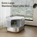 3-in-1 Convertible Cat Litter Box, ABS + Stainless Steel Pan, Enclosed Low Entry High Sided Box with Litter Trapping Grid, 23.1x16.93x14.1 Inch, for Senior Kittens & Large Cats（Grey）