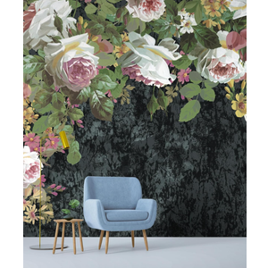 WRIGAEL Wall Mural (Not Peel and Stick) Wallpaper for Bedroom Living Room Art Full Large Wall Paper Murals Modern Vintage Floral Peony Flowers Botanical Leaf Dark Floral Extra Wide 137"x106"