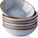 AmorArc Ceramic Cereal Bowls Set of 6, 24 oz Handmade Stoneware Bowls Set for Cereal Soup Salad, Stylish Kitchen bowls for Meal, Dishwasher & Microwave Safe, Reactive Glaze Gray Blue