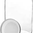 kitchentoolz 1 Gallon Glass Jar with Lid Extra Wide Mouth Large Mason, Leak Proof Airtight Metal Lid for Fermenting Kombucha Kefir Kimchi, Canning, Egg Water Glassing, & Preserving