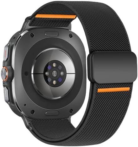 BXUXOHS Magnetic Elastic Bands Compatible with Samsung Galaxy Watch Ultra Band 47mm,Rugged Soft Fabric Strap Stretchy Nylon Sport Wristband for Galaxy Watch Ultra (2025/2024) for Women/Men