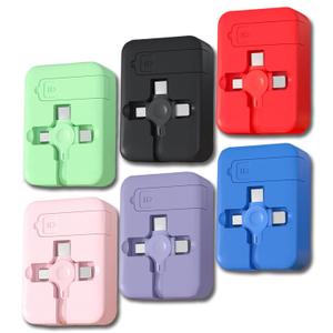 6 Pcs 3 in 1 Retractable Multi Charging Cable (3.28FT) with USB C/Micro USB/IP and Phone Stand, Festivals and Birthday Gift for Your Family and Friends, Compatible with iPhone/Android/Tablet