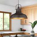 zeyu 17.7 Inch Farmhouse Pendant Light for Kitchen Island, Large Ceiling Hanging Light with Metal Dome Shade, Oil Rubbed Bronze Finish, 016-1M ORB, Large, 1 Pack
