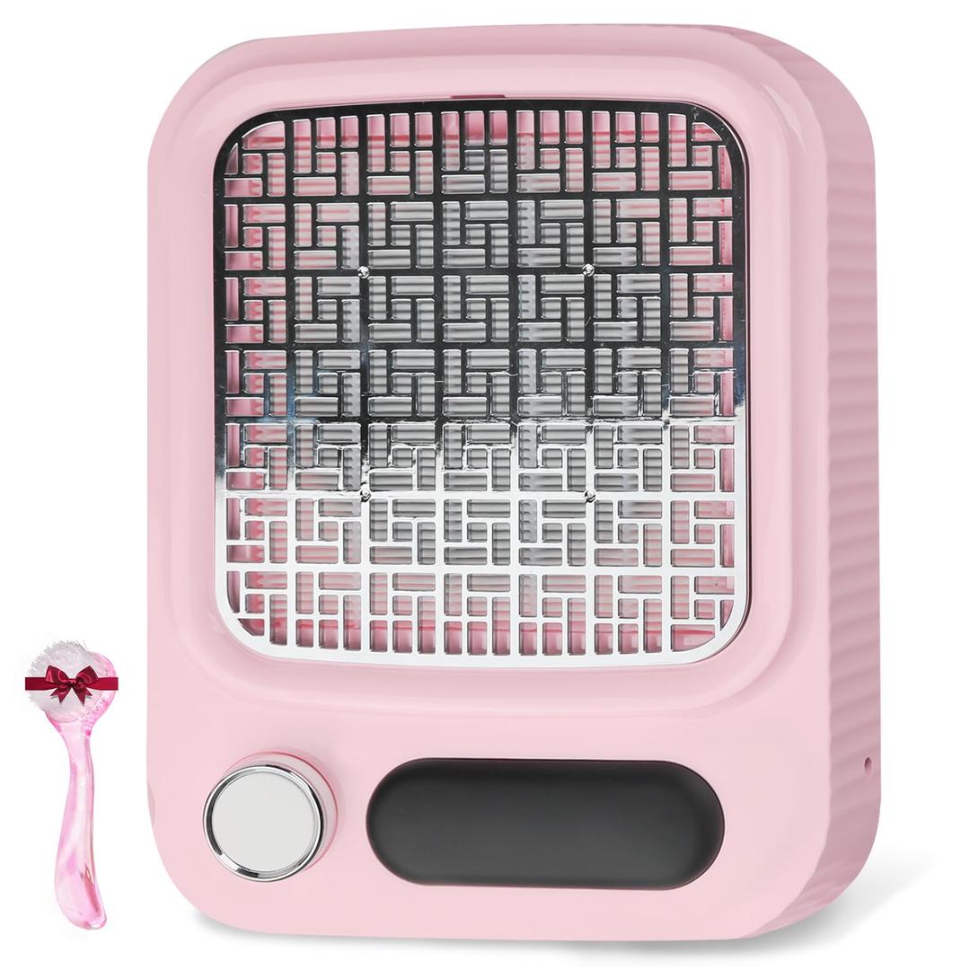 Pink Nail Dust Collector with Reusable Filter for Acrylic Gel Nails, 80W Power Nail Vacuum Cleaner Dust Catcher Adjustable Dust Sucker for Nails Manicure Pedicure at Home Nail Salons