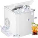 DUMOS Portable Ice Maker for Countertop, 26.5lbs/Day, Fast Ice Making in 6 Mins, 9 Bullet Ice Cubes, 2 Ice Sizes, Self-Cleaning Quiet Compact Ice Machine for Home, Kitchen, White