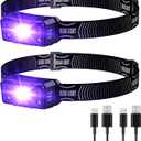 SEVENKA 2 UV Headlamp Flashlight Black Light, Rechargeable LED Hand Free Mini UV Blacklight 395nm Head Light with White & Ultraviolet Light, Detector for Pet Dog/Cat Urine Stains,Bed Bug,Scorpions