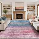 Kokia Abstract Area Rugs 9x12 Bedroom Washable Decor Low Pile Fluffy Non-Slip Non-Shedding Indoor Red Carpet Foldable Stain Resistant Floor Mat Living Room Dining Room, Oslo Orchid (Peony/Orchid/Teal/Skyblue)