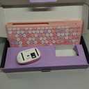 Retro Wireless Keyboard with Round Keycaps, 2.4GHz Full-Size USB Cute Wireless Keyboard Mouse for Computer, Desktop, Laptop and Computer (Pink-Colorful)