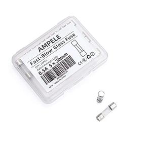 Pack of 2  AMPELE (Pack of 20) 0.5A Fast-Blow Fuse 0.5Amp 125V Glass Fuses 0.2 x 0.78 inch/5 x 20 mm (0.5Amp)(F0.5AL, 125V)