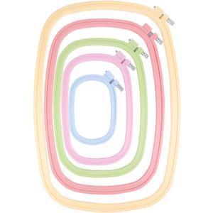 Framendino, 5 Pack Size Square Embroidery Hoops Plastic Cross Stitch Hoop Reusable Frames Rings for DIY Sewing Project