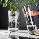2 Acrylic Cylinder Clear Vase for Centerpieces, Tall Large Unbreakable Plastic Flower Vases for Home Decor (D 4.8" X H 7.8" - H 12" + 2 Holder)