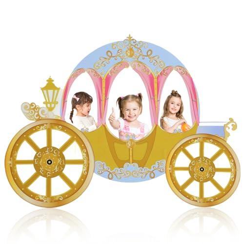 47" Carriage Cardboard Princess Castle Photo Booth Props Life Size Cardboard Cutout Standup Castle Photography Background for Princess Birthday Party Decoration (Pink Carriage)
