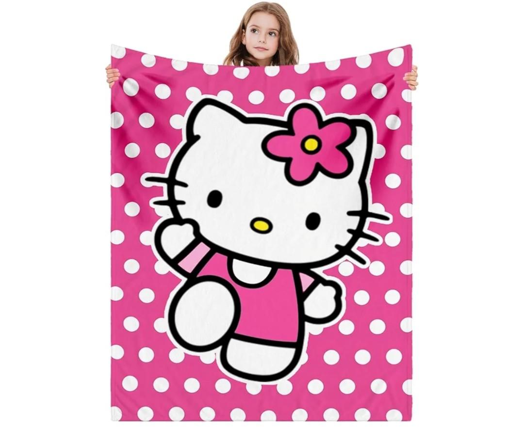Kitty Silk Flannel Fleece Throw Blanket, Soft Plush, 40 x 60 Inch, All Seasons Blanket for Couch, Sofa, Bed, Camping, Travel (Pink-1)