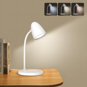 LED Desk Lamp for Home Office,3 Light Colors,Table Lamp,Dimmable Reading Light for Bedside Small Desk Lamp for College Dorm Room,Bedroom Desk Light,White