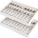 Coward 2Pcs/Set Stackable Ring Organizer Tray Beige Velvet Ring Earring Stud Jewelry Display Holder Tray for Store Selling or Home Show Storage